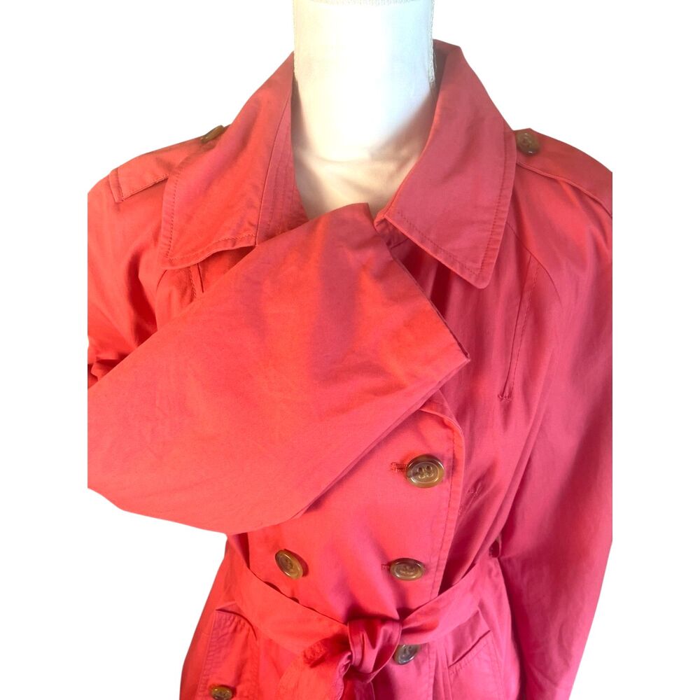 St. Johns Bay Womens Classic Trench Coat Sz L Preppy Reddish Pink Heritage - Picture 5 of 16
